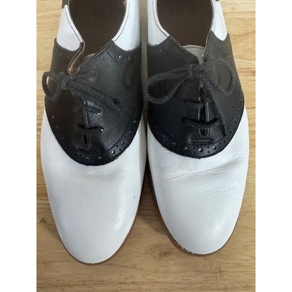 GH Bass Vintage Saddle Shoes Black White Leather Oxfords USA M 9.5 Preppy Retro main image 5